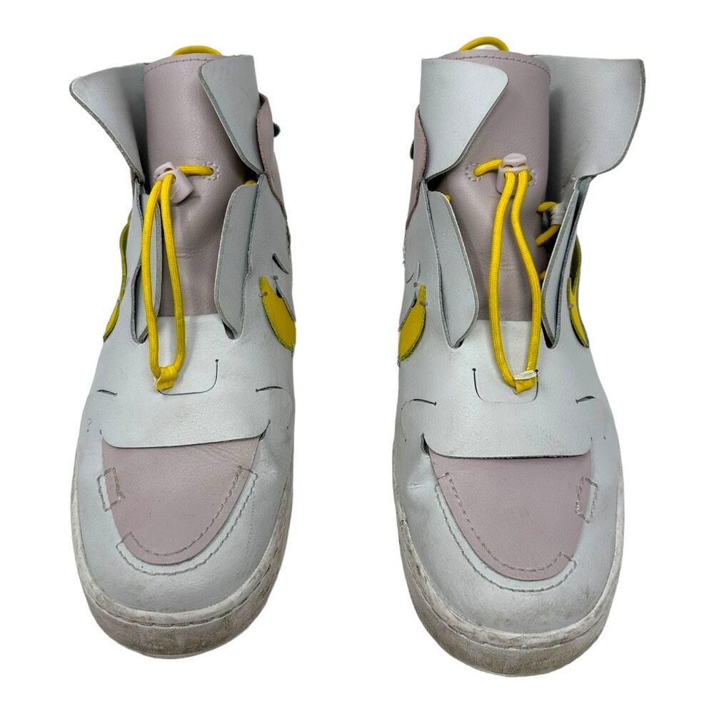 Nike Vandalised Grey Yellow Pink Slip On High Top Sneakers Size 8.5
